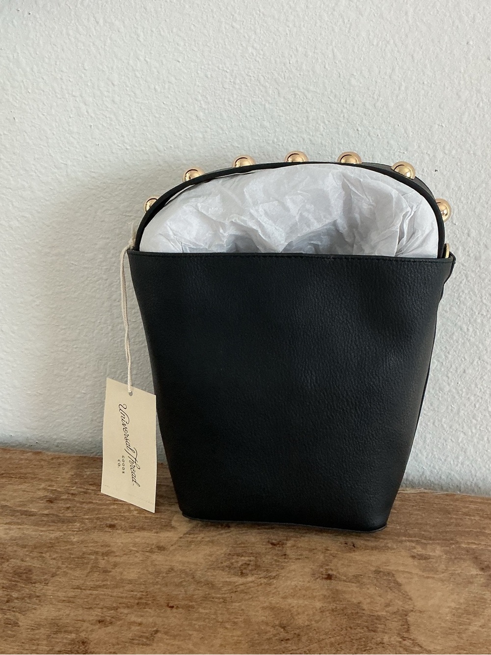 Universal Thread Black Mini Bucket Bag with Gold Stud Trim